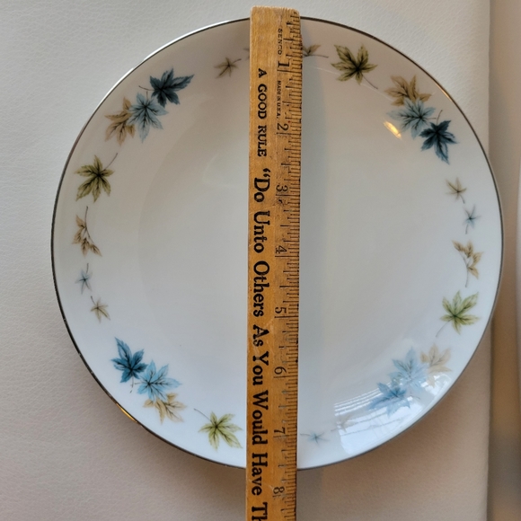 Vintage Grant Crest Four Seasons Bowl ~ MCM ~ Pretty Blue & Tan Leaf Pattern - Picture 6 of 9